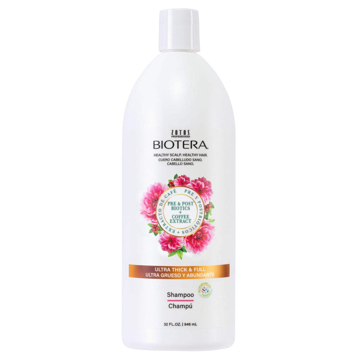 biotera front packaging of volumizing shampoo showing bottle and benefits