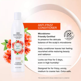 Biotera conditioner creamy pour texture illustrating smooth, detangling action