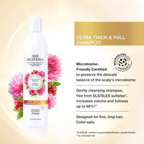 biotera shampoo texture close-up with coconut and coffee extract for lift