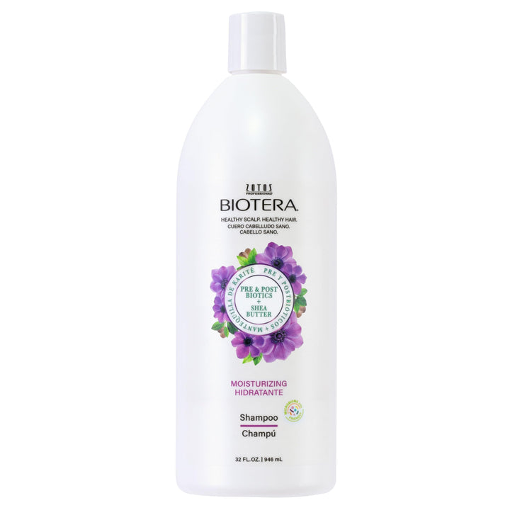 Biotera bottle front label showing product name and benefits for hydrated hair