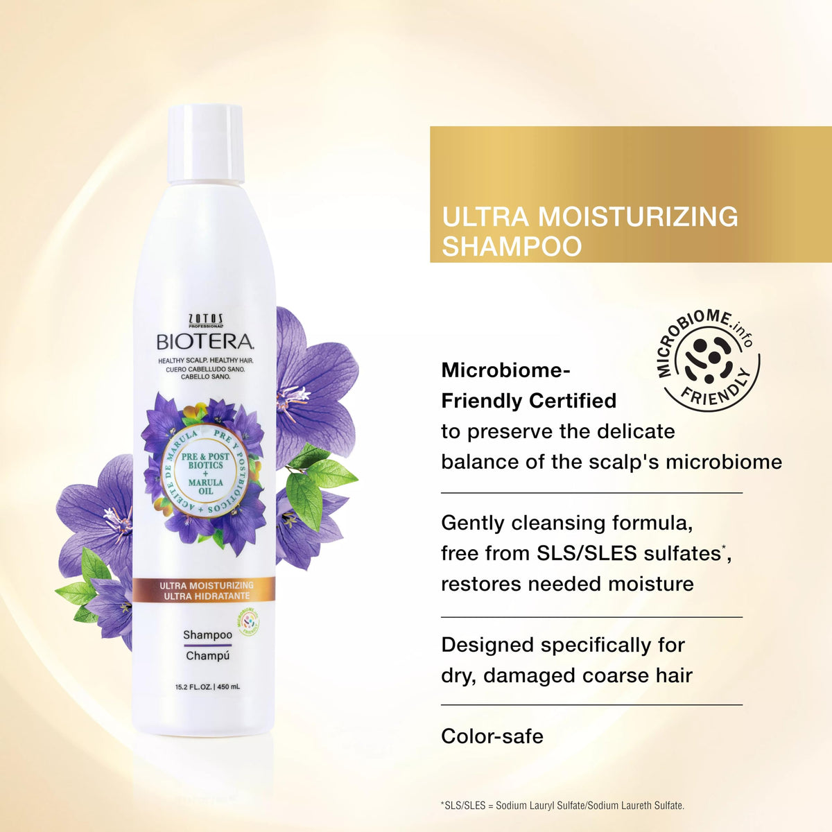 Biotera shampoo pump closeup highlighting easy dispensing and control