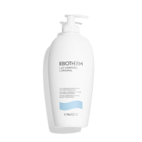 Biotherm Lait Corporel front bottle showing label and volume benefit