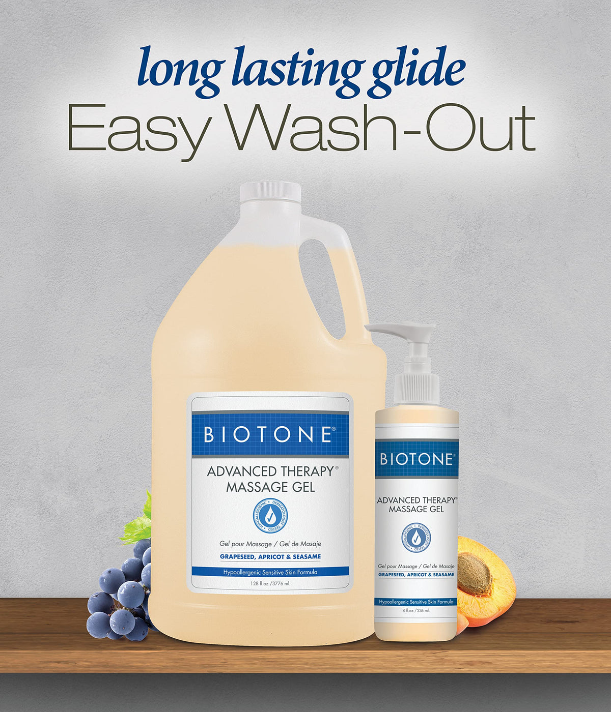 BIOTONE gel pouring from bottle onto hand illustrating controlled application