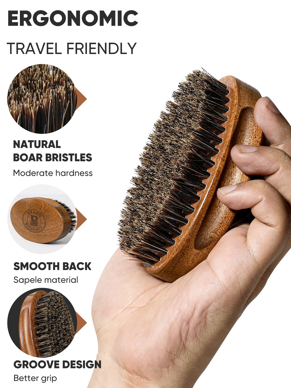 Bituemly boar bristles close-up displaying texture that detangles and distributes oils