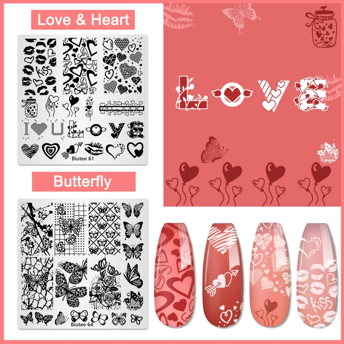 Biutee in-use manicure photo showing stamper transferring a crisp floral motif