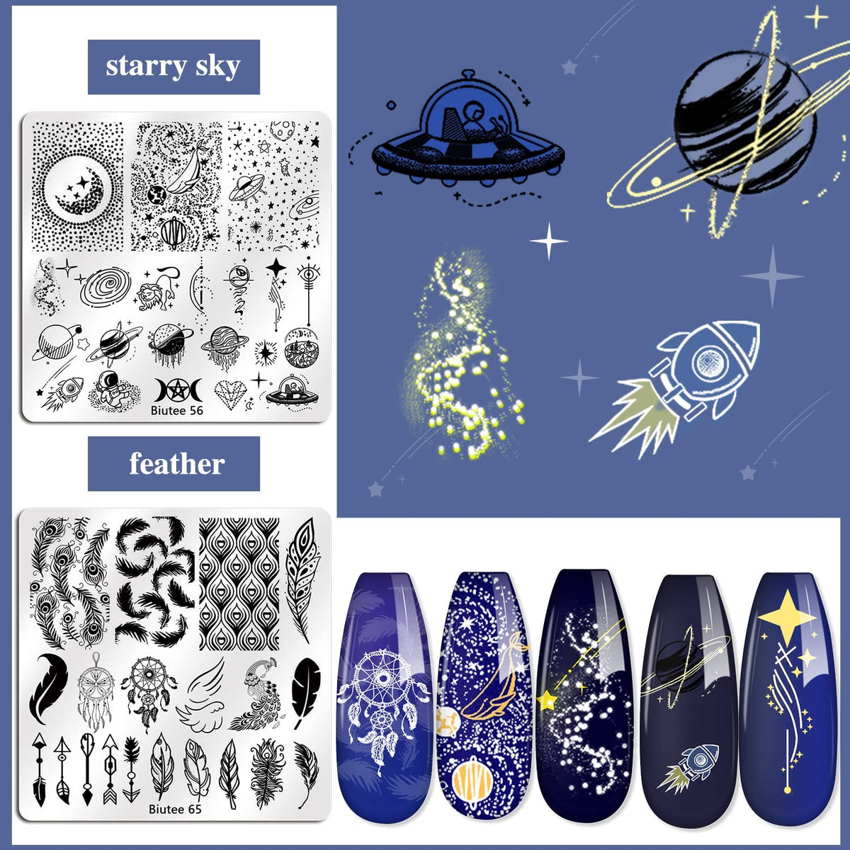 Biutee collage of diverse patterns showcasing variety for creative nail designs