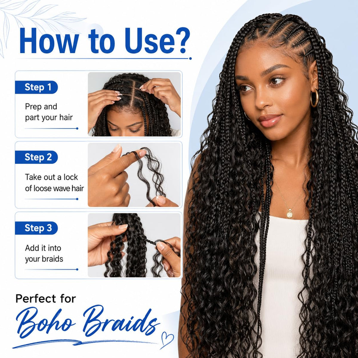 BIZVUS knotless braids on model demonstrating natural movement and comfort benefit