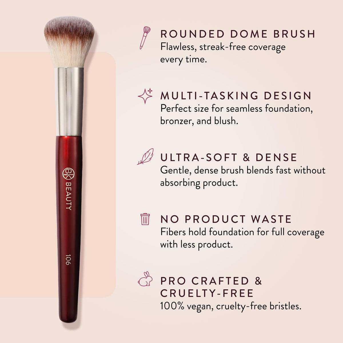 BK BEAUTY close-up of synthetic bristles highlighting soft texture benefit