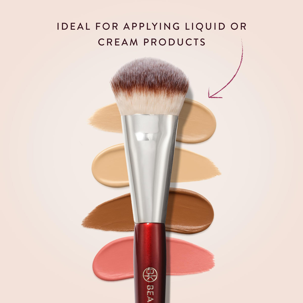 BK BEAUTY 109 blending liquid foundation on cheek for streak-free natural finish