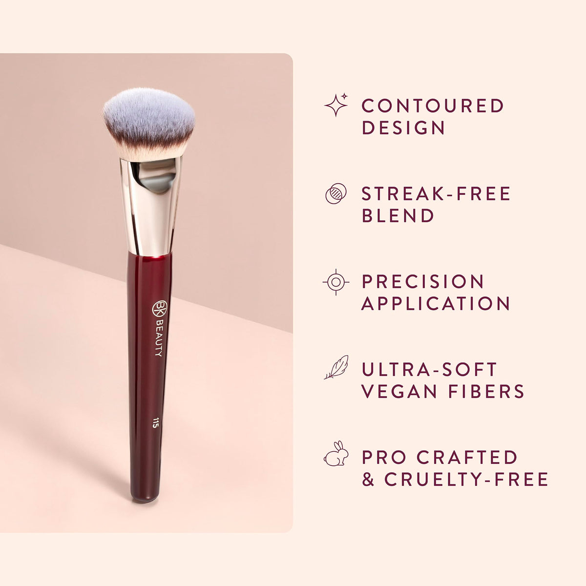 BK BEAUTY 115 synthetic bristles texture for smooth blending