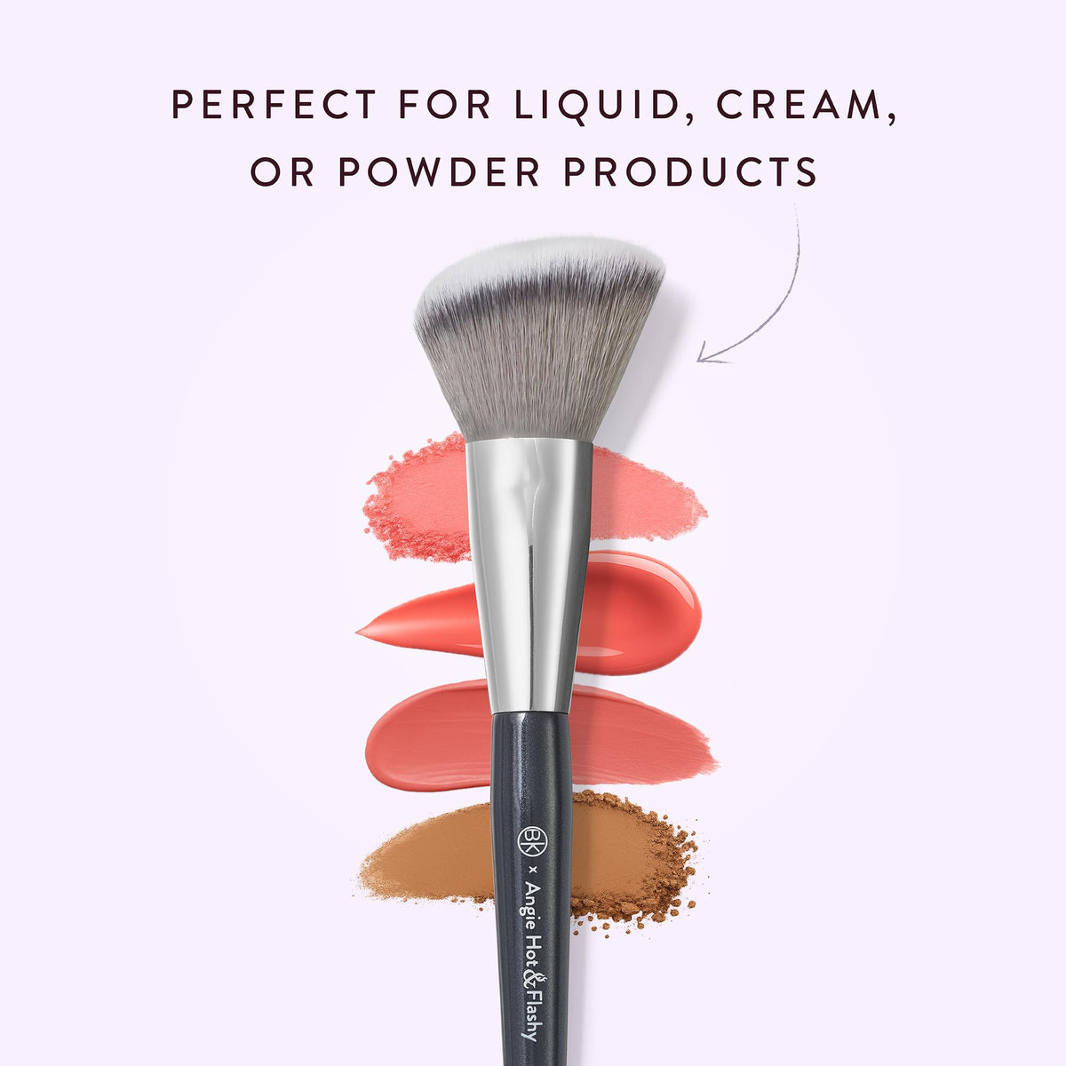 BK BEAUTY using brush to blend cream blush showing no streaks and effortless buffing