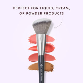 BK BEAUTY using brush to blend cream blush showing no streaks and effortless buffing