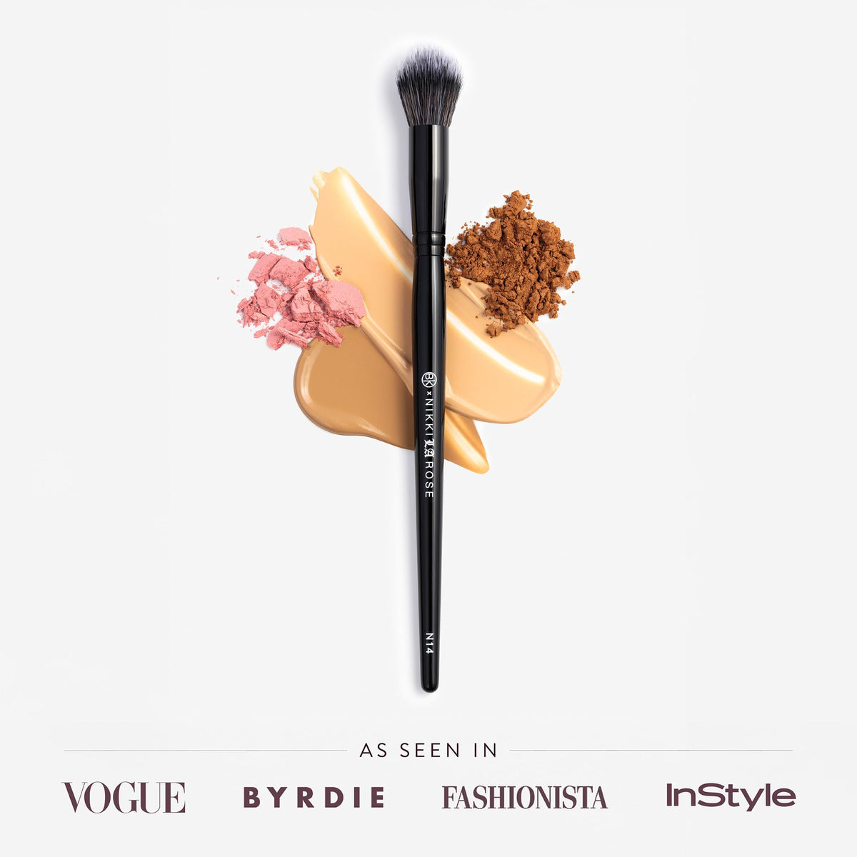 BK BEAUTY N14 close-up of tapered vegan bristles for seamless blending