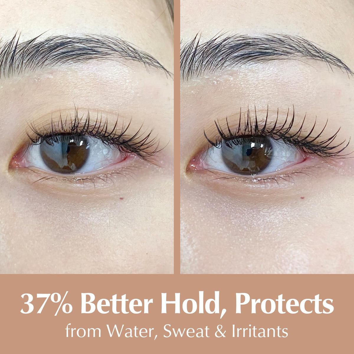 BL Lashes clear sealant texture on hand showing lightweight, non-greasy finish