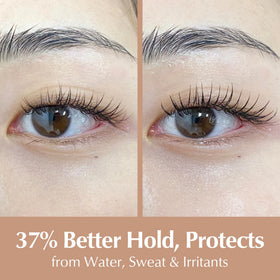 BL Lashes clear sealant texture on hand showing lightweight, non-greasy finish