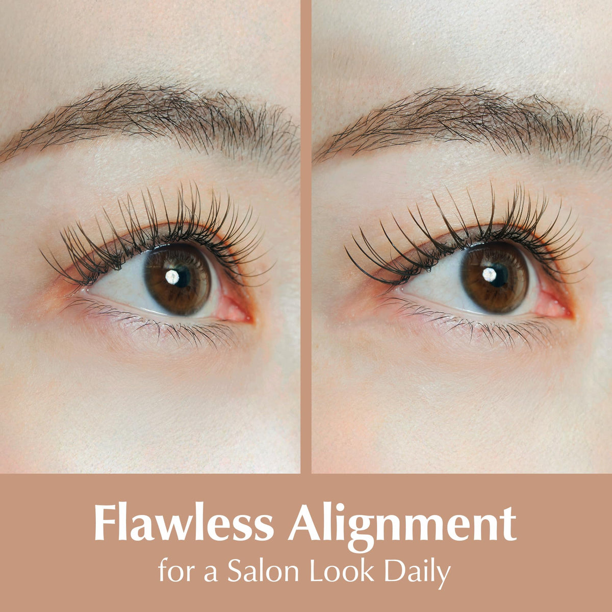 BL Lashes applied to lash extensions demonstrating smooth alignment and shine