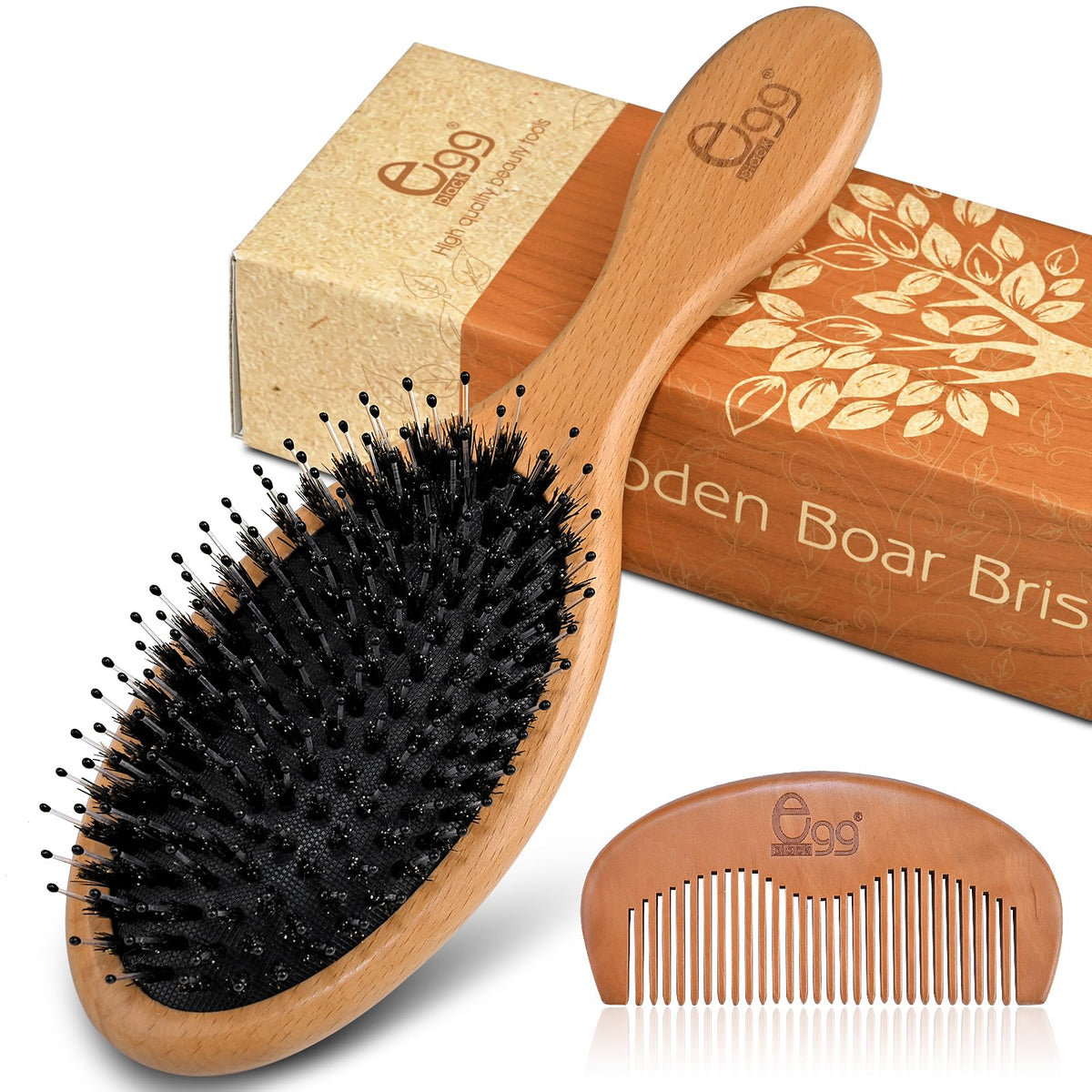 BLACK EGG paddle brush front view showing bristles and cushion for smoother hair