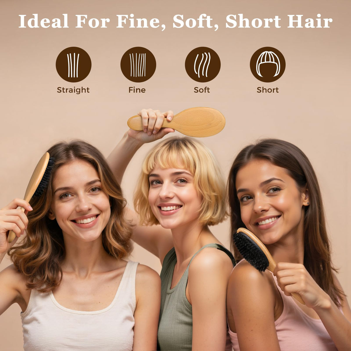 BLACK EGG peachwood comb flat lay showing teeth for detangling and anti-static benefit