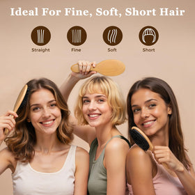 BLACK EGG peachwood comb flat lay showing teeth for detangling and anti-static benefit