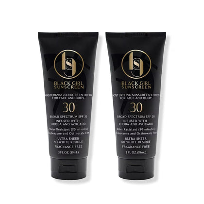 black girl sunscreen front packaging showing SPF 30 and travel-friendly size, reliable protection