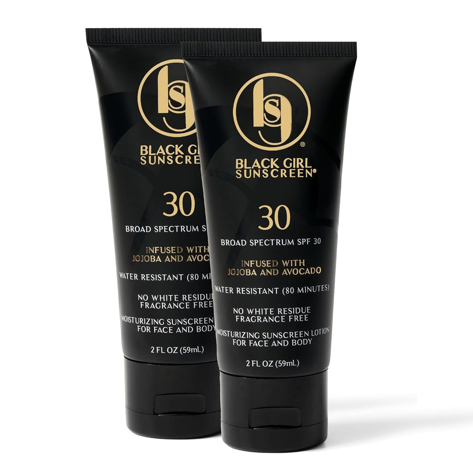 Black Girl Sunscreen front packaging shows SPF 30 and moisturizing benefits