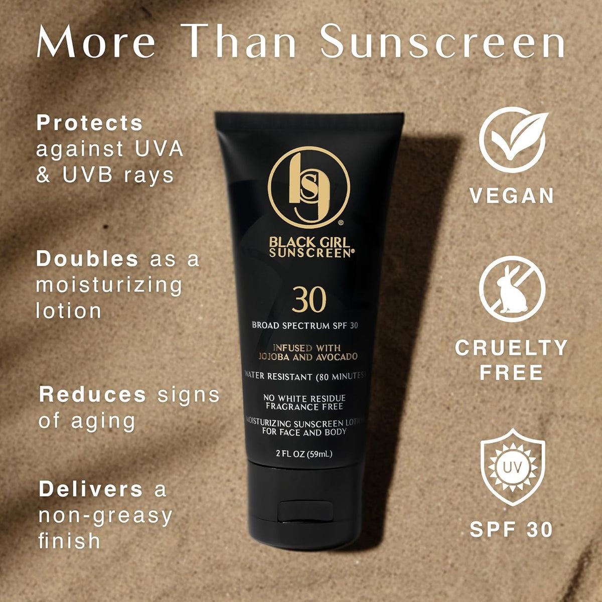 Black Girl Sunscreen pouring from tube highlighting easy, mess-free application