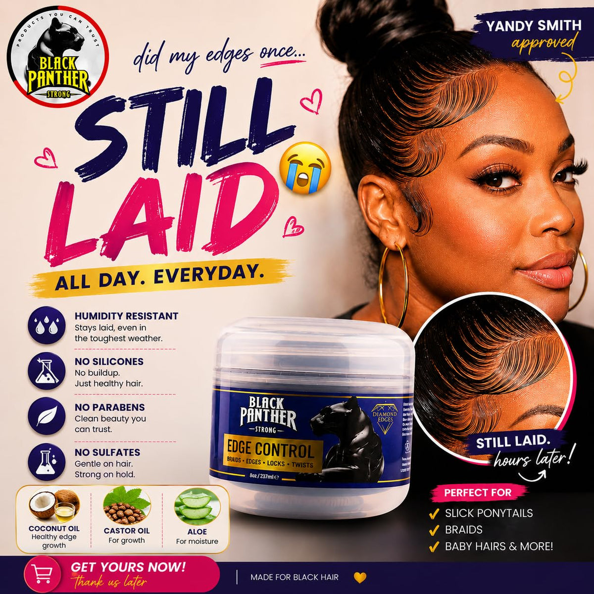 Black Panther Strong gel texture close-up highlighting smooth non-flaking consistency