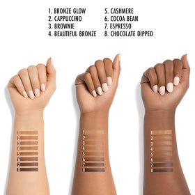 Black Radiance Chocolate Dipped swatch on arm showing rich pigment and buildable coverage benefit