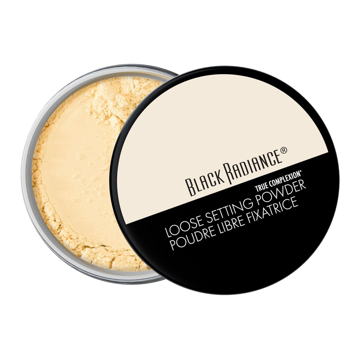 Black Radiance front jar showing Banana shade and compact label benefit