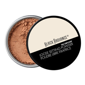 Black Radiance jar front view showing Honeymoon shade and compact size benefit