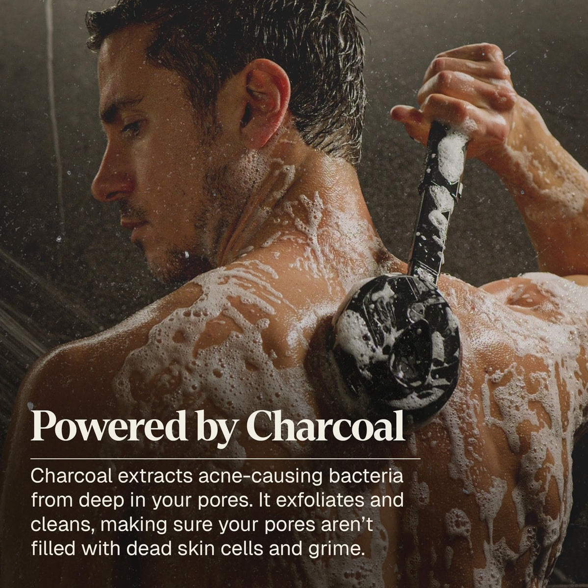 Black Wolf activated charcoal powder spotlighted to show deep‑cleaning and odor control