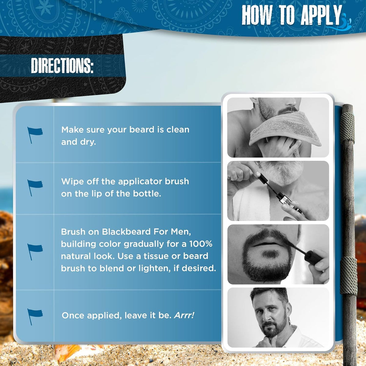 Blackbeard for Men applying color to sideburns for targeted correction
