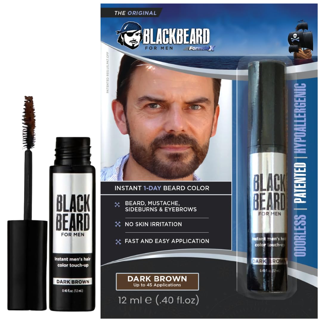 Blackbeard for Men front packaging showing dark brown shade and instant results