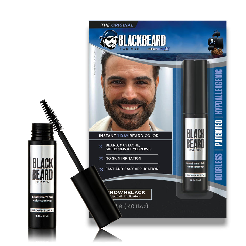 Blackbeard for Men front packaging showing product and color benefits