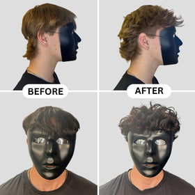 BlackMask powder applied to fingertips demonstrating quick styling benefit