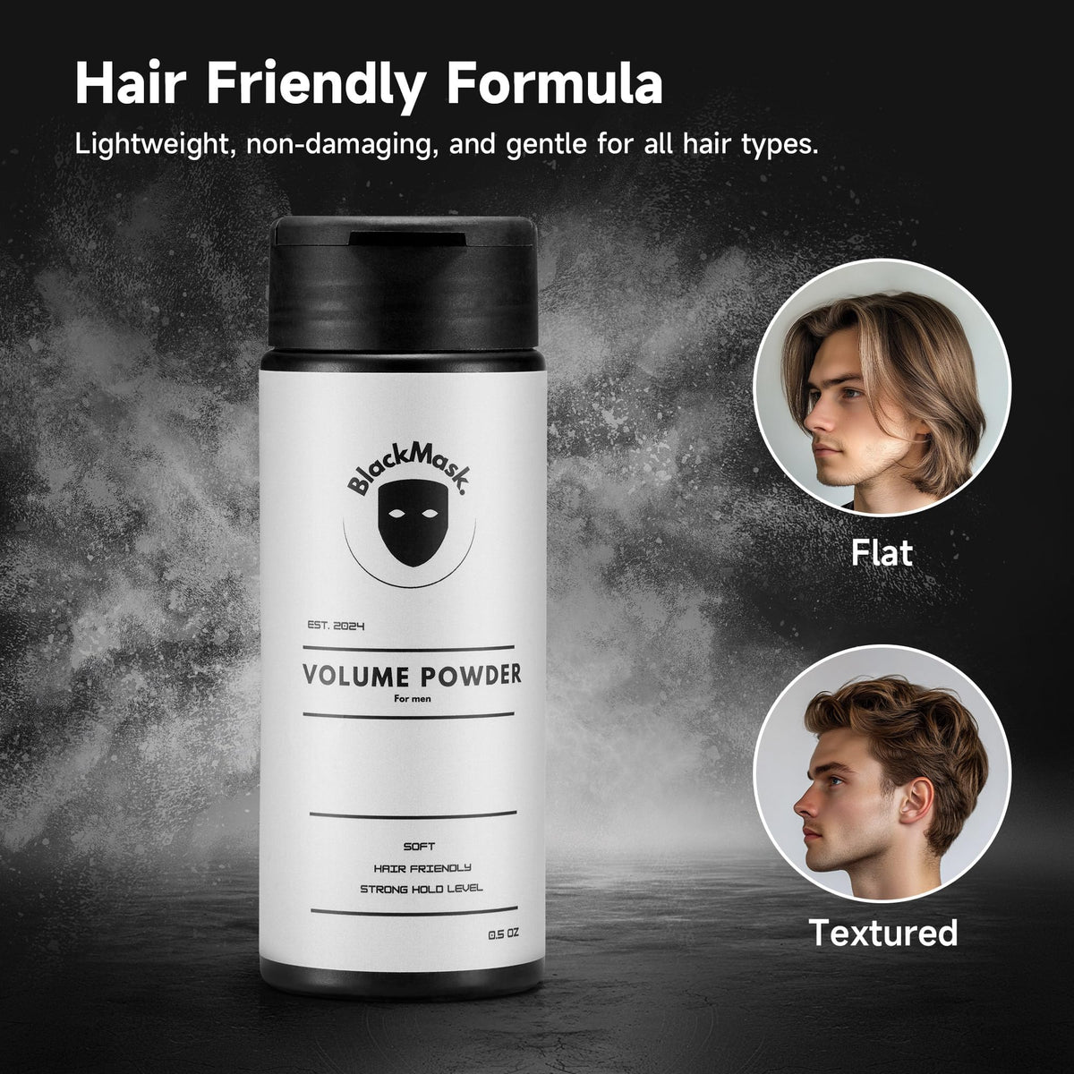 BlackMask before and after hair showing visible volume benefit