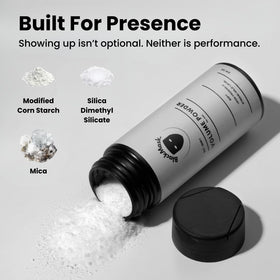 BlackMask close-up of powder texture, highlighting matte finish benefit