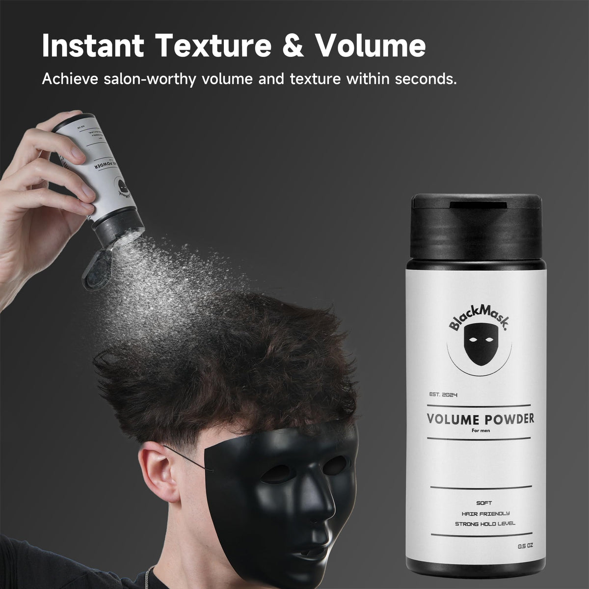 BlackMask powder close-up texture illustrating matte finish benefit