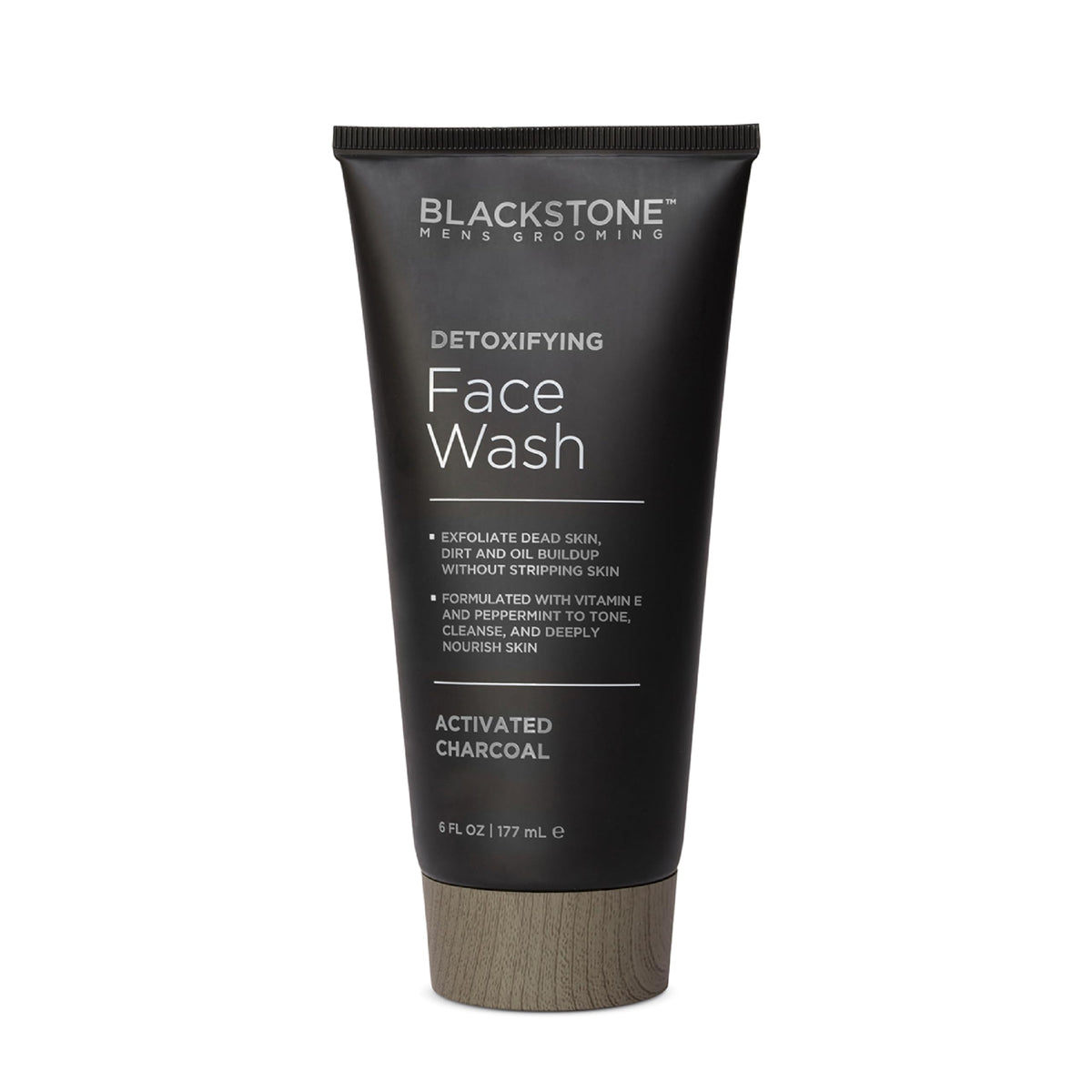 Blackstone activated charcoal and peppermint ingredients visual conveying detoxifying benefit