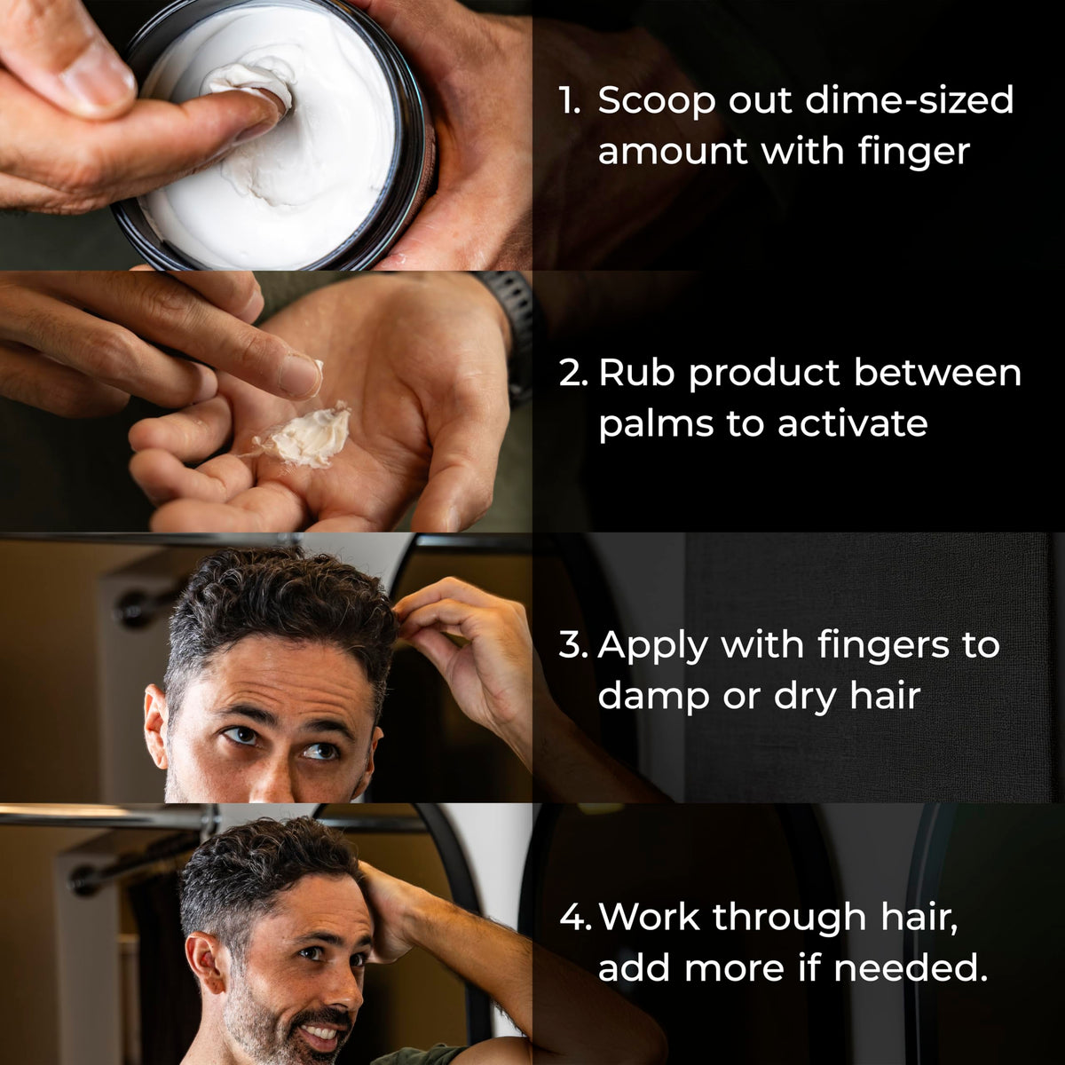 Hand applying Blackwood For Men product demonstrating easy spread and control