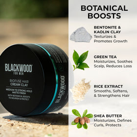 Styled short hair with Blackwood For Men showing matte texture and hold