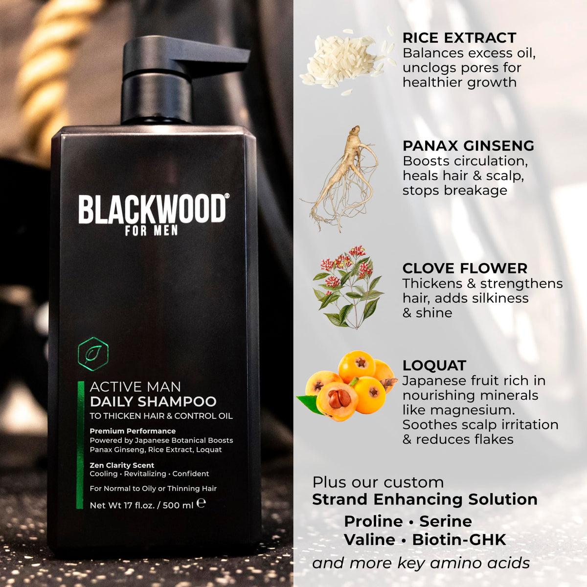 Blackwood For Men in-shower use showing cleansing action after workout