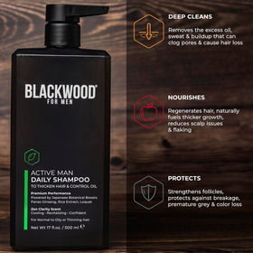 Blackwood For Men botanicals flatlay with ginseng and aloe for scalp health