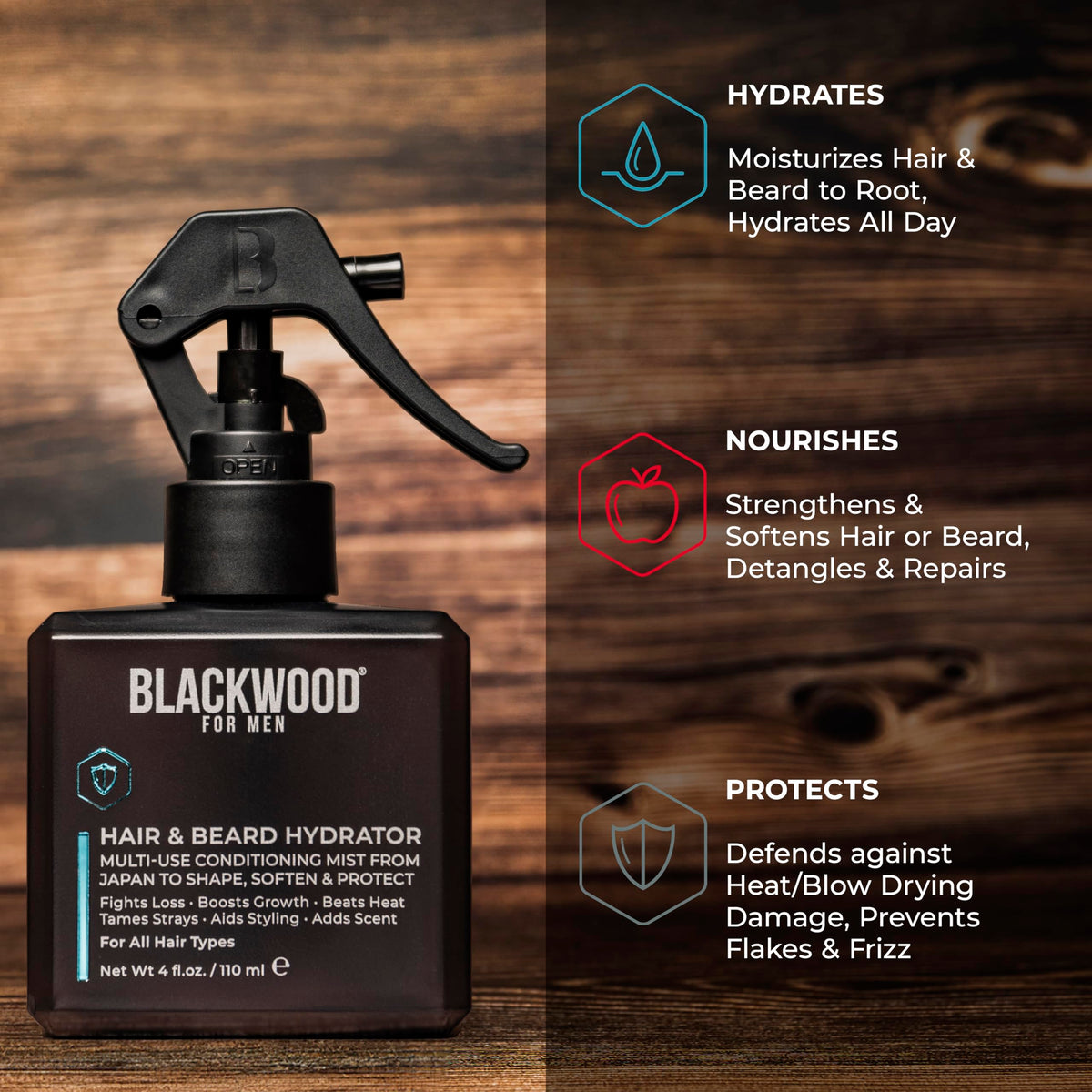 Blackwood For Men ingredient label close-up emphasizing natural botanical and vegan benefit