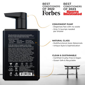 Blackwood For Men label and pump close-up highlighting natural formula