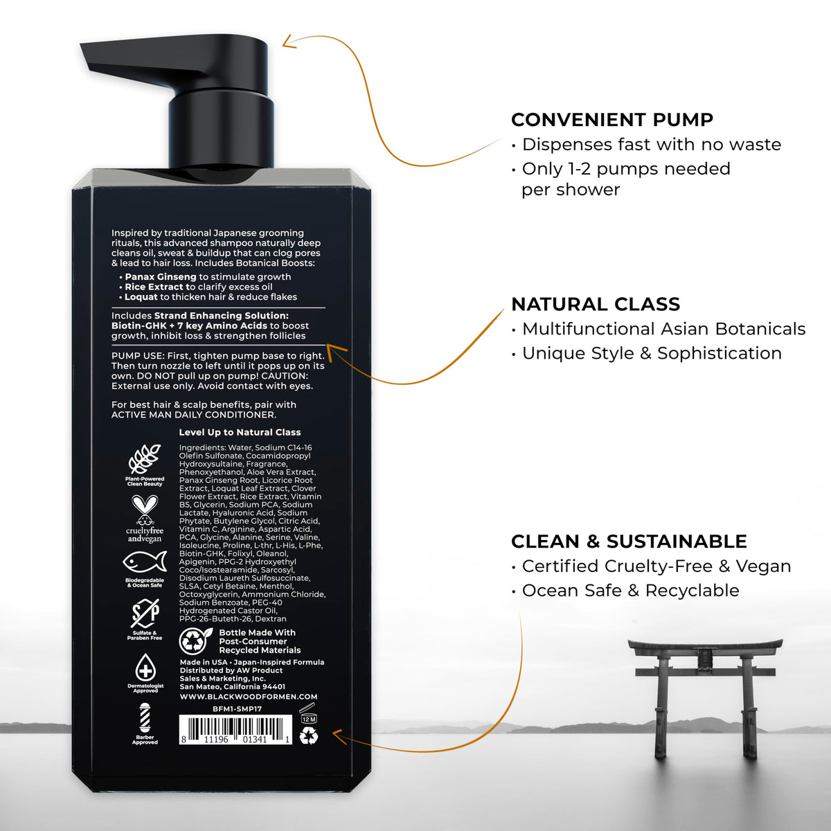 Blackwood For Men shampoo texture pouring to show lathering ease