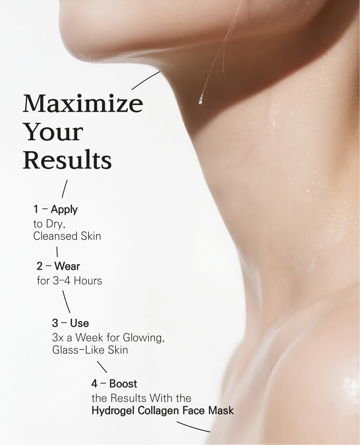 BLANC DUBU applied on neck demonstrating snug fit and targeted hydration