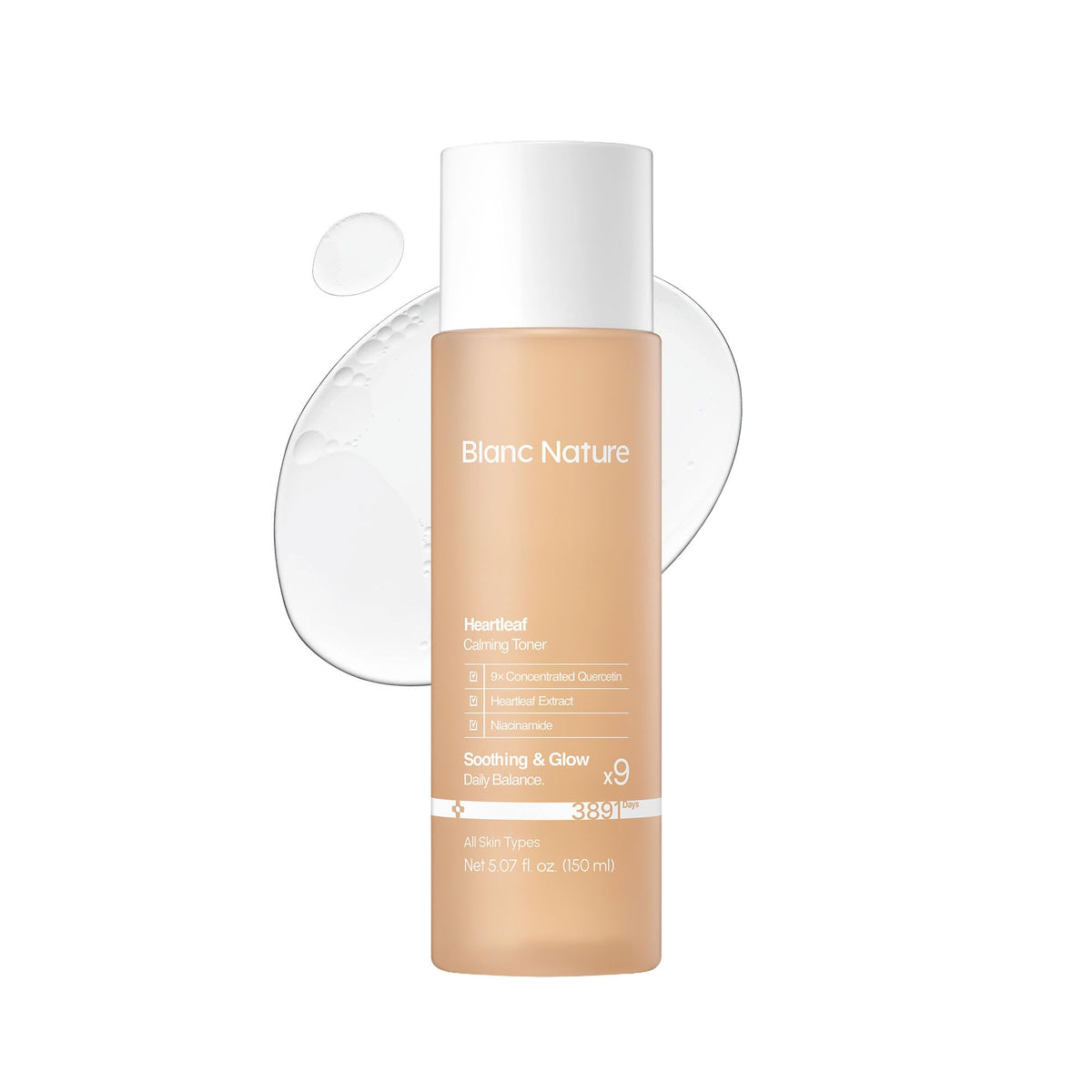 BLANC NATURE front packaging showing the heartleaf toner and clear benefits