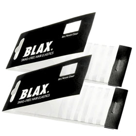 Blax front packaging showing clear elastics and dispenser for tidy storage