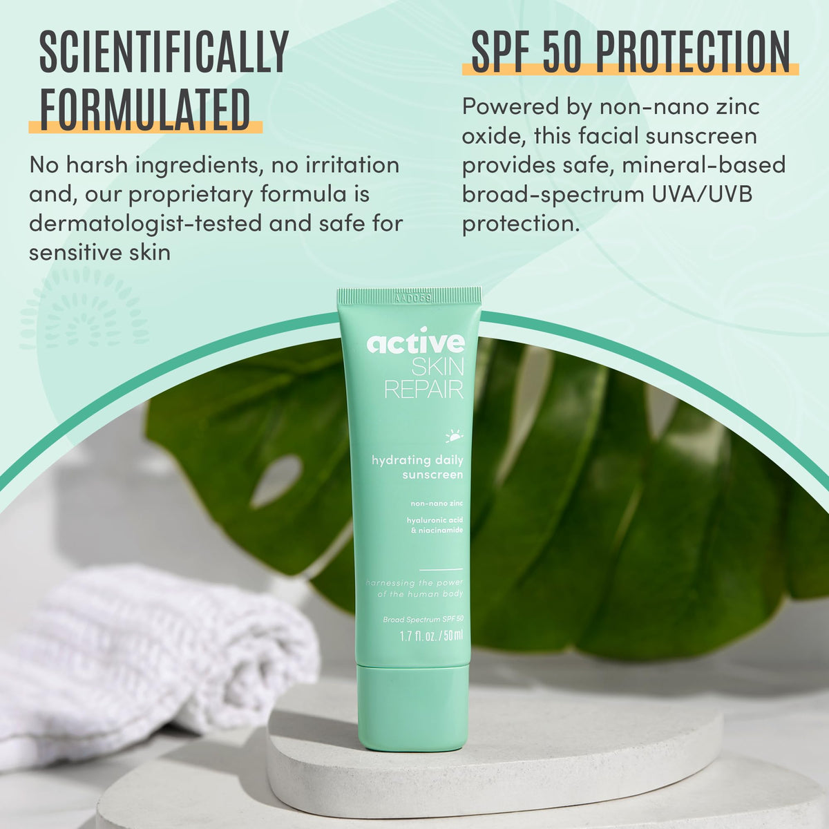 BLDG ACTIVE applying sunscreen to face demonstrating easy blend and lightweight comfort
